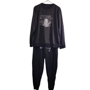 Men's 2 Piece Black Jogging Suit Size M No Brand 31026-1306